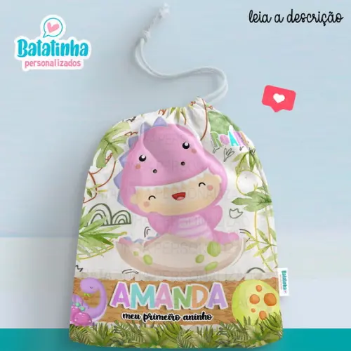 Sacolinha / Saquinho Surpresa - Dinossauro Baby Menina