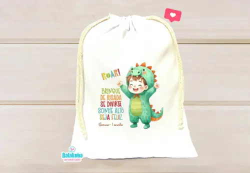 Saquinho Personalizado Dinossauro 15x20cm