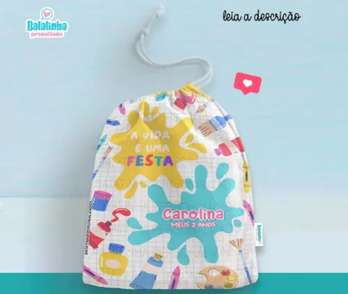 Saquinho Personalizado Pintando o 7 - Aquarela