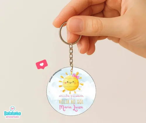Chaveiro Lembrancinha Minha Primeira Volta ao Sol