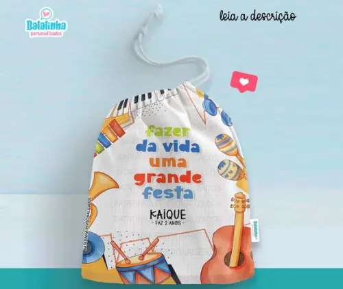 Saquinho Lembrancinha Instrumentos Musicais / Música