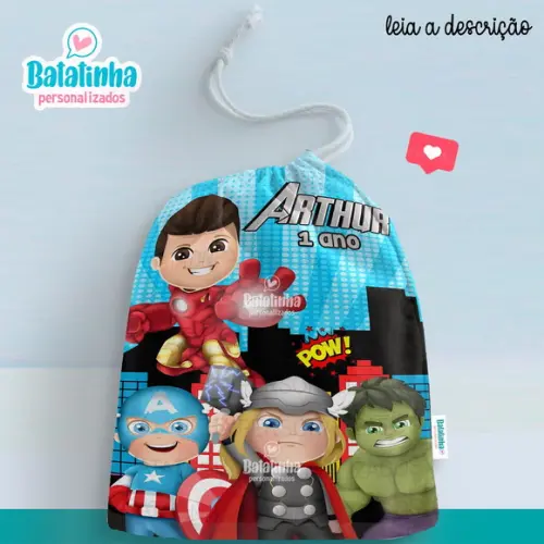 Saquinho Vingadores 20x28cm