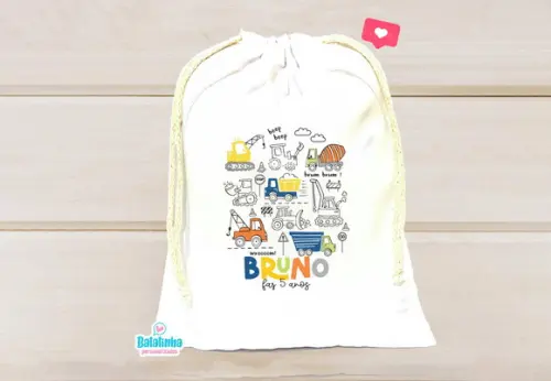 Saquinho Personalizado Transporte 15x20cm