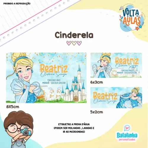 Kit Etiquetas Escolares à Prova D'agua - Princesa