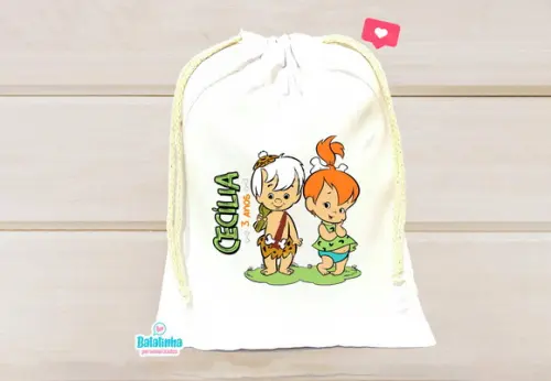 Saquinho Personalizado Bambam e Pedrita 15x20cm