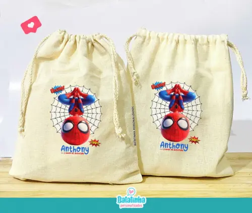 Saquinho de Algodão Lembrancinha Aranha