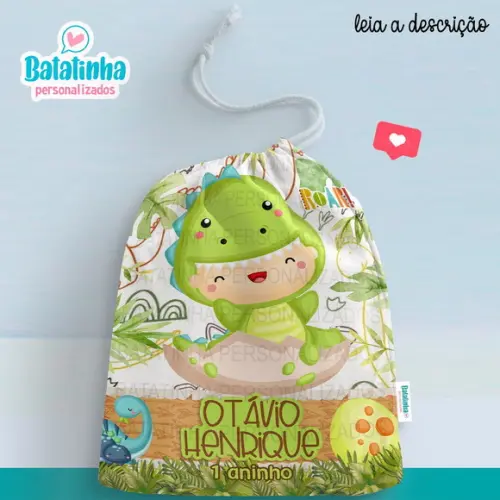 Saquinho Dinossauro Baby 20x28cm