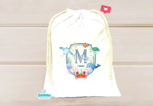 Saquinho Personalizado Fundo do Mar 15x20cm