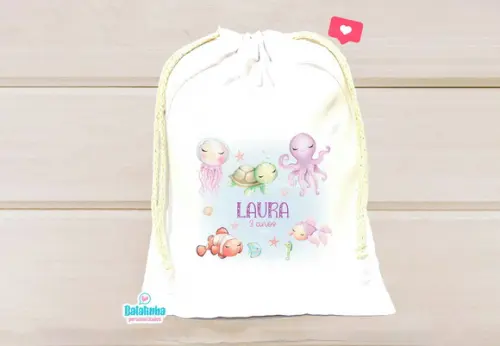 Saquinho Personalizado Fundo do Mar 15x20cm