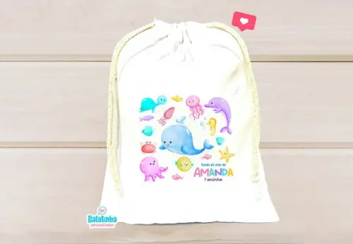Saquinho Personalizado Fundo do Mar 15x20cm
