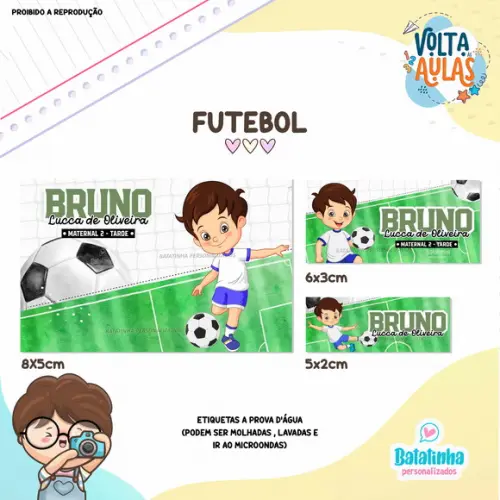 Etiqueta Escolar à Prova D'agua Futebol