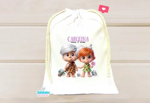 Saquinho Bambam e Pedrita Personalizado 15x20cm