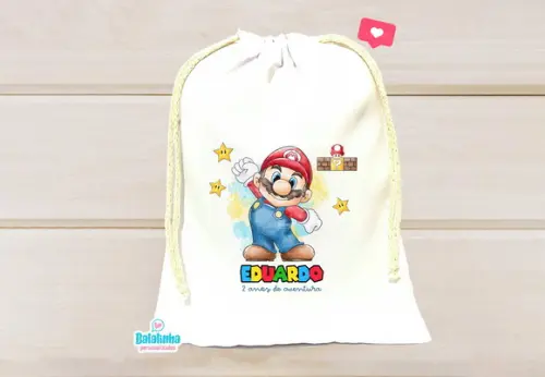 Saquinho Mario Bros Personalizado 15x20cm