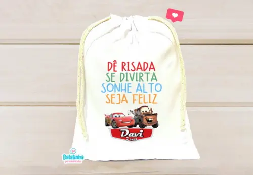 Saquinho Carros Personalizado 15x20cm