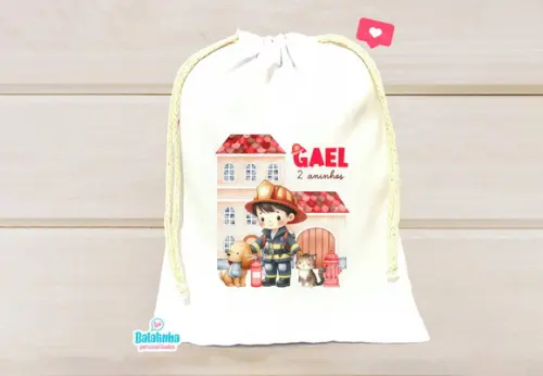 Saquinho Personalizado Bombeiro 15x20cm