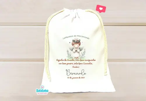 Saquinho Personalizado Batizado 15x20cm