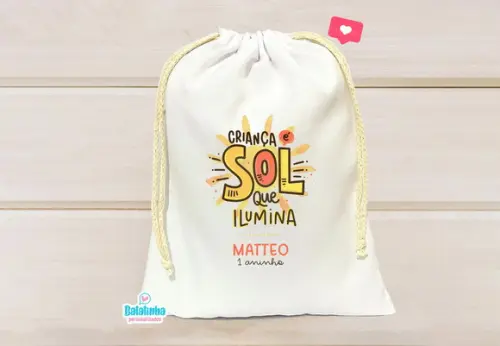Saquinho Personalizado Primeira Volta ao Sol 15x20cm