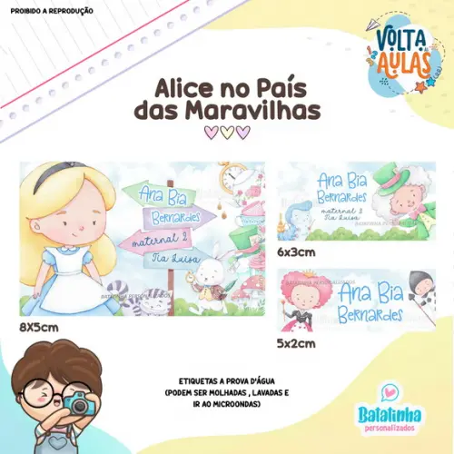 Kit Etiquetas Escolares à Prova D'agua - Alice