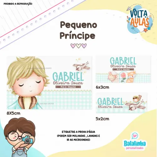 Kit Etiquetas Escolares à Prova D'agua - Pequeno Príncipe