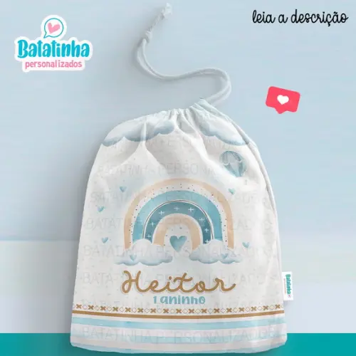 Saquinho Arco Íris Boho Menino personalizado