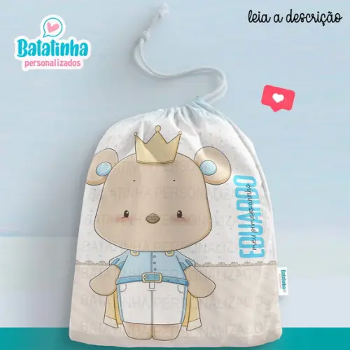 Saquinho Ursinho Realeza personalizado