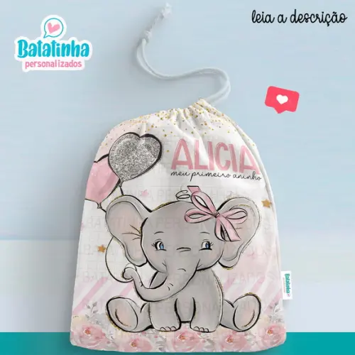 Saquinho Elefantinha personalizado