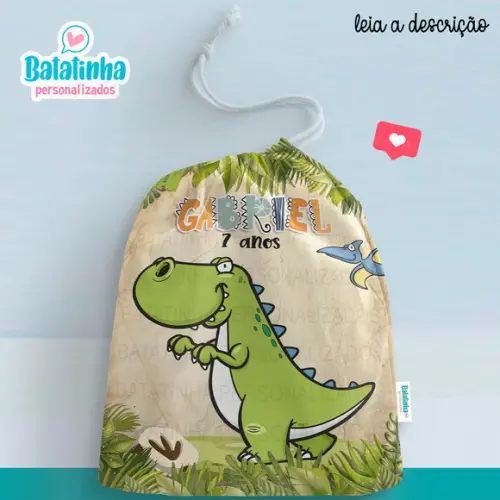 Saquinho Dinossauro personalizado 20x28