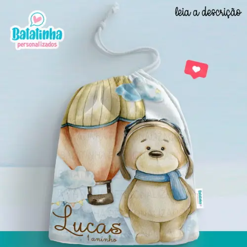 Saquinho Ursinho Baloeiro personalizado