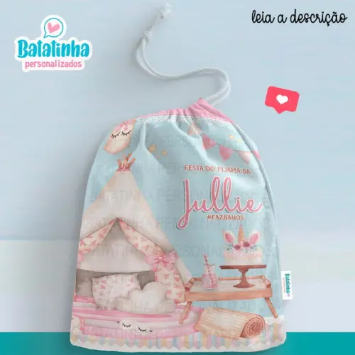Saquinho Festa do Pijama personalizado