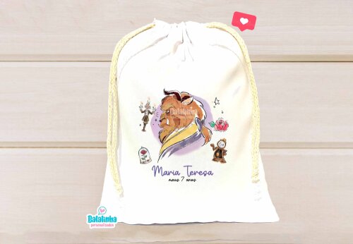 Saquinho surpresa Bela e a Fera personalizado para lembrancinha 1