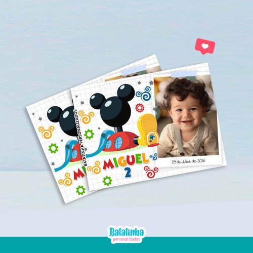 Lembrancinha Mickey Personalizada com Foto | Imã de Geladeira para Aniversário Infantil
