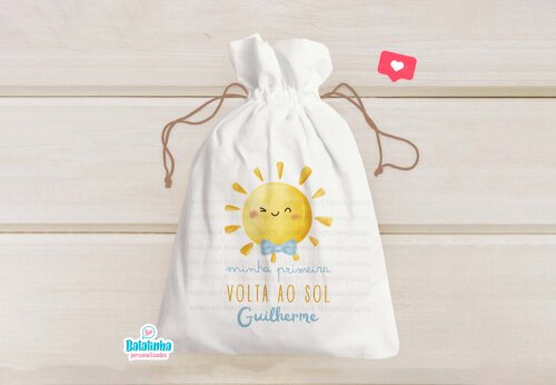 Saquinho surpresa Primeira Volta ao Sol personalizado para lembrancinha