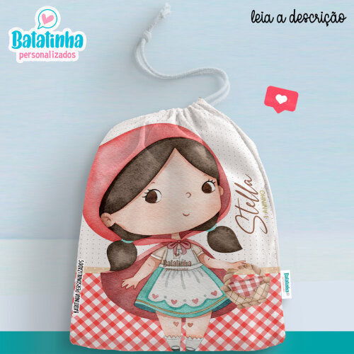 Saquinho Personalizado Chapeuzinho Vermelho com Nome Lembrancinha Festa Infantil