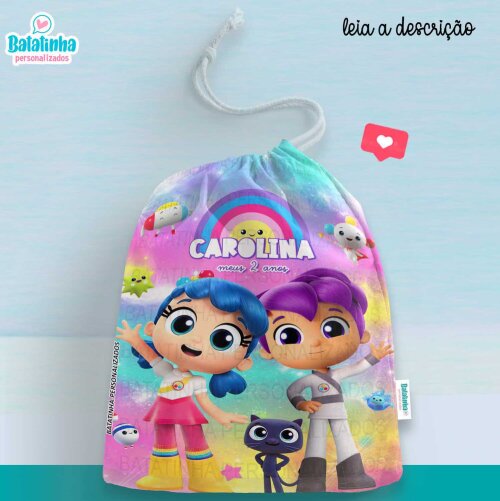 Saquinho Vera e o Arco íris Personalizado com Nome Lembrancinha Festa Infantil