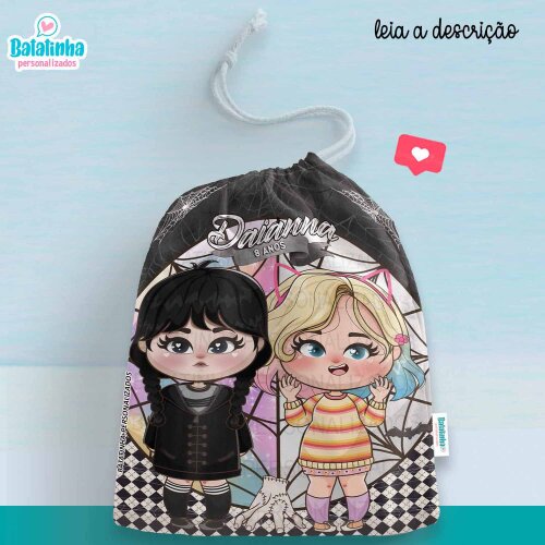 Saquinho Wandinha Personalizado com Nome Lembrancinha Festa Infantil