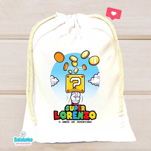 Saquinho Mario Personalizado com Nome Lembrancinha Festa Infantil