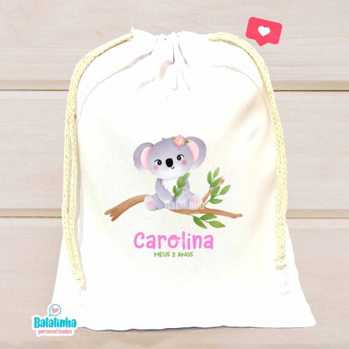 Saquinho Koala Personalizado com Nome Lembrancinha Festa Infantil