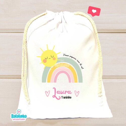 Saquinho Raio de Sol Personalizado com Nome Lembrancinha Festa Infantil
