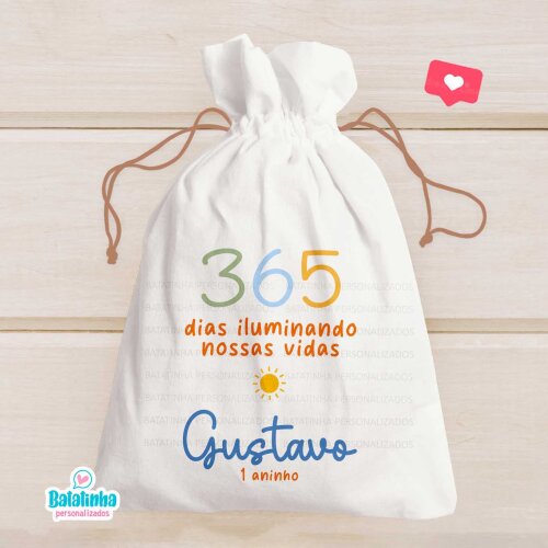 Saquinho 365 Sorrisos Personalizado com Nome Lembrancinha Festa Infantil