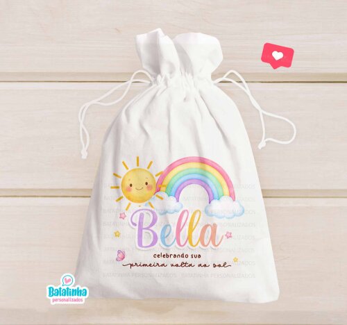 Saquinho Personalizado Primeira Volta ao Sol para Lembrancinha