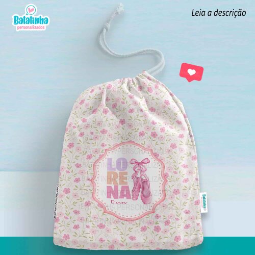 Saquinho Personalizado Bailarina com Nome Lembrancinha Festa Infantil