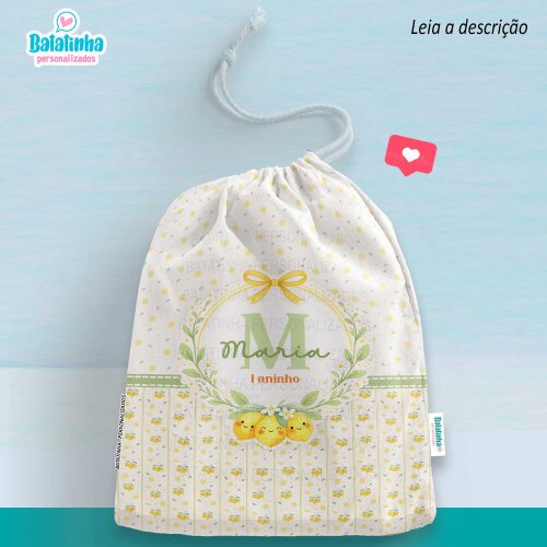 Saquinho Personalizado Limão Siciliano com Nome Lembrancinha Festa