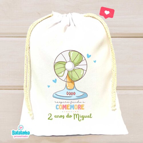 Saquinho Personalizado com Ventilador para Lembrancinha de Festa Infantil
