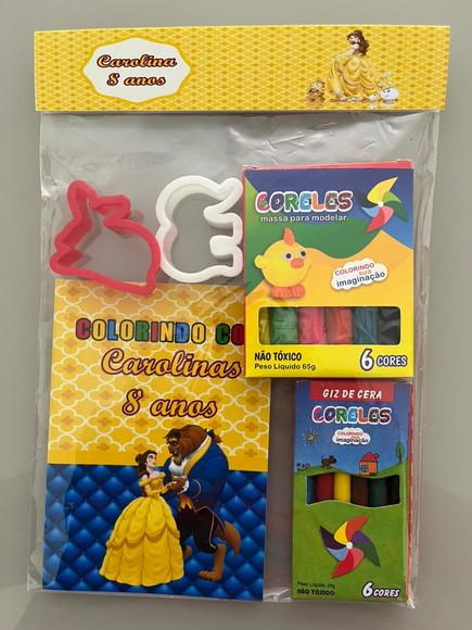 Kit para Colorir + Kit Massinha c/ Giz de Cera Bela e a Fera