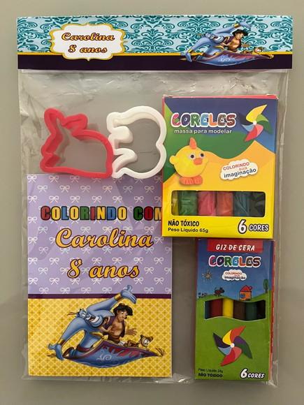 Kit para Colorir + Kit Massinha com Giz de Cera Aladdin