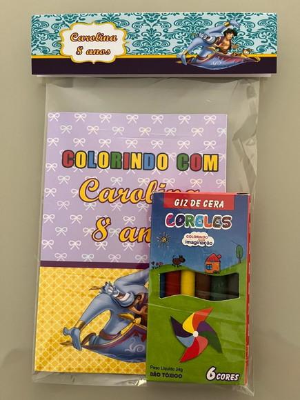 Kit para Colorir Revistinha com Giz de Cera Aladdin