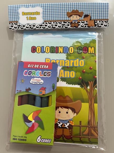Kit para Colorir Revistinha com Giz de Cera Fazendinha