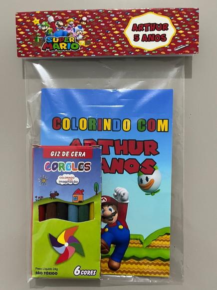 Kit para Colorir Revistinha com Giz de Cera Super Mário