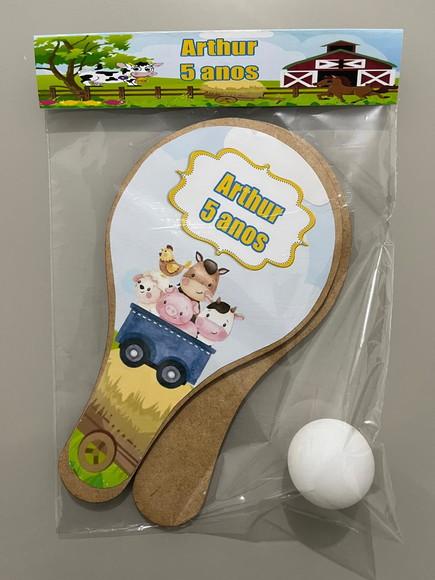 Kit Raquete para Ping Pong Personalizada Fazendinha