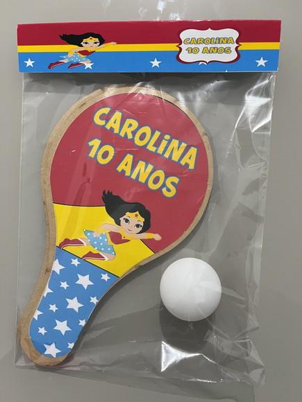 Kit Raquete para Ping Pong Personalizada Mulher Maravilha